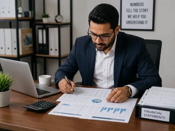 Accounting and bookkeeping services Dubai — Modest Consulting Services accountant reviewing monthly financial statements